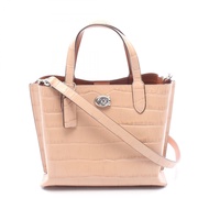 【二手，A級】COACH馳 WILLOW 24 米色真皮手提包（女士）