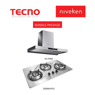 (HOOD + HOB) Tecno KA 9980 / KA9980 (90cm) High-suction Chimney Cooker Hood + Tecno SR 888HPSV / SR888HPSV Stainless Steel Cooker Hob with Cyclonic Flame Technology