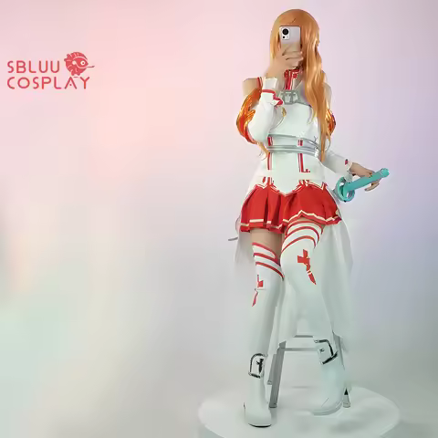 SBluuCosplay Yuuki Asuna Cosplay Costume Anime Sword Art Online Cosplay SAO Yuki Asuna Cosplay Hallo