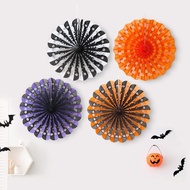 Halloween Paper Fan Flower Fan Skull Paper Flower Decoration Props Decoration Halloween Paper Fan De
