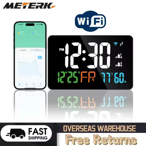 Tuya WiFi Desktop Clock Calendar Intelligent Thermometer Hygrometer with Digital LED Display Support