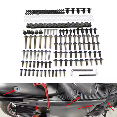 195pcs Motorcycle Body Screw Nut Fairing Bolt Kit For Yamaha YZF R1 R15 R25 R3 R6 R7 R125 R15 R25 MT