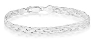 925 Sterling Silver Italian 6-Strand Diamond-Cut 7mm Braided Herringbone Chain Bracelet for Women, 9