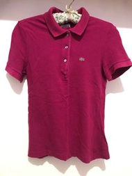 滿5件優惠$100｜【女生上衣】LACOSTE桃紅色短袖POLO衫（36號）『約8成新』
