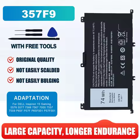 11.1V 74Wh 357F9 Laptop battery For DELL Inspiron 15 7559 7000 7557 7567 7566 5576 5577 P57F P65F