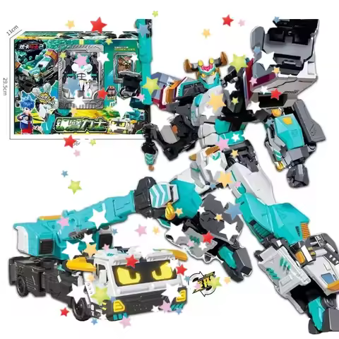 New Metal Cardbot Transforming Car to Robot Action Figures BLUE COP S with Card Transformation Robot