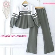DENADA SET KIDS (3THN-13THN) CRINKLE // SETELAN DENADA // SETELAN GARIS GARIS // ONE SET POLOS KOMBI