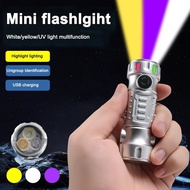 Mini Led Flashlight, Rechargeable, Waterproof, Handy, Outdoor Lightweight, Purple, White, T2h4