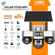 V380 Pro VTS30 Solar IP66 Wireless Outdoor waterproofing Three lens Wifi CCTV Camera Built-in Batter