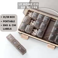 [SG INSTOCK] Pill Storage Box (7 Days+Spare Compartment) | Capsule Storage | Tablet Cutter | Travel Medicine Pill Box