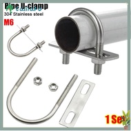 TAMAKO 1Set Pipe U-clamp, 304 Stainless Steel With Baffle M6 Round Tube Clamp,  Screws Right Angle U