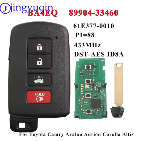 jingyuqin 4Button Keyless Go Smart Key BA4EQ P1：88 8A Chip 433MHz 89904-33460 0010 For Toyota Camry 