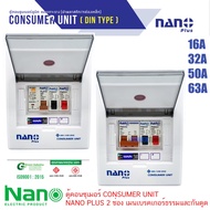 ( โปรโมชั่น++) คุ้มค่า ตู้คอนซูเมอร์ CONSUMER UNIT NANO PLUS 2 ช่อง เมนเบรคเกอร์ธรรมและกันดูด RCBO ร