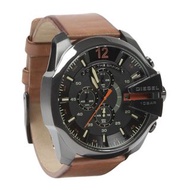 代購 Diesel迪賽手錶 Mega Chief 男士計時大錶盤石英錶 歐美時尚潮流棕色皮帶防水男錶腕錶DZ4343