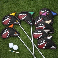 BINGO AIMSHARK Shark Golf Iron Cover Leather 1 Set 9 Pieces Black Gray White