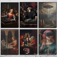 Renaissance Funny DJ Techno EDM House Poster Retro and Modern Canvas Painting Wall Art Picture for L