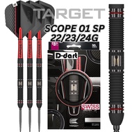 TARGET STEEL TIP DARTS - 22G/23G/24G SCOPE 01 (SWISS) SP 90% TUNGSTEN DART SET ORIGINAL STEEL DART