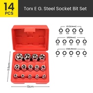 19pcs / 34pcs Chrome Vanadium Torx E Type Spanar Socket Box & Bit Hand Tool Set