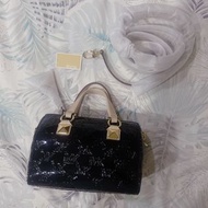 MK Michael Kors 漆皮 壓印logo 波士頓包 兩用包