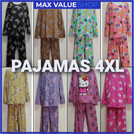(4XL Long Sleeve) Women ladies pyjamas long sleeve plus size baju tidur perempuan pajamas wanita 4XL baju tido murah piyama wanita plus size comfy home wear