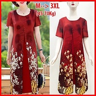Đầm Trung Niên Suông Dáng Dài Nhiều Màu Tay Ngắn In Voan Hoa Kiểu Đầm Suông Chữ A Cho Người Mập Từ 5