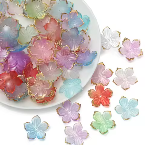50pcs/Lot 23x24mm Acrylic Flower Beads Petals Charm Connectors DIY Earrings Hair Jewelry Making Aces