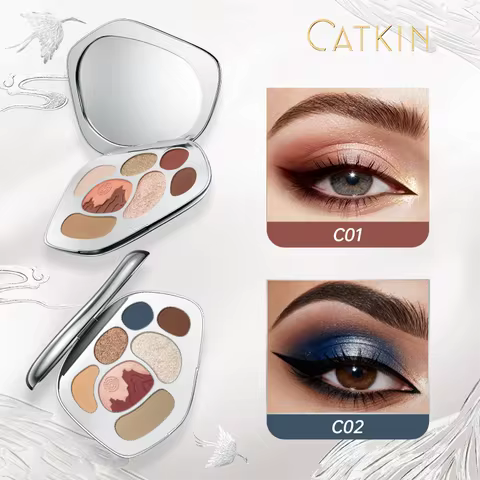 CATKIN Eyeshadow Blush Full Face Matte Shimmer Glitter High Pigmented Face Highlighter Shading Powde