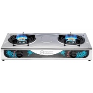 Kompor Gas 2 Tungku Rinnai RI-522E Stainless Steel Burner Kuningan Api Biru