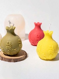 1入組3D石榴硅膠模具，手工DIY蠟燭製作模具，水果造型蠟燭模具，大豆蠟燭製作模具，石膏硅膠模具。注意：售賣模具