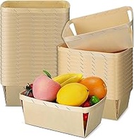 Bokon 30 Pcs Berry Basket Bulk 2 Quarts Wooden Gift Baskets Square Vented Baskets Wood Fruit Basket 