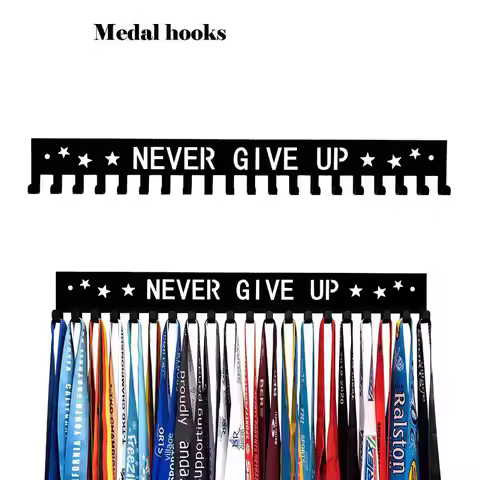 1pc Never Give Up Medal Holder Medal Hanger Display Rack Sports Basketball Football Hanging Awards I