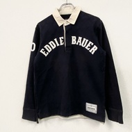 Eddie Bauer 長袖橄欖球衫，黑色，古著。