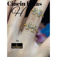 RICHGOLD JEWELS Cincin H mix chrome emas 916 (H mix chrome ring 916 gold)