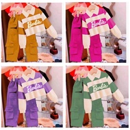 Barbie Crop Striped Suit for Girls 1-12 Years Barbiee Striped Cargo Suit for Girls 2-12 Years Old La