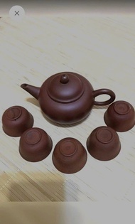 一九九二巴賽隆納奧運棒球銀牌紀念紫砂標準茶壺＋送5個老紫砂茶杯 /茶具 早期紫砂茶壺