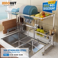《 THICKENED 》Innohut 201/304 Stainless Steel Sink Rack Dish Drainer Kitchen Utensils Storage Rak Pinggan