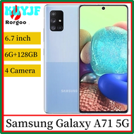 KUYJF Samsung Galaxy A71 5G A716U A716U1 โทรศัพท์มือถือเดิม 6.7 "RAM 6GB ROM 128GB 4 กล้องลายนิ้วมือ Android ปลดล็อคสมาร์ทโฟน HETZF