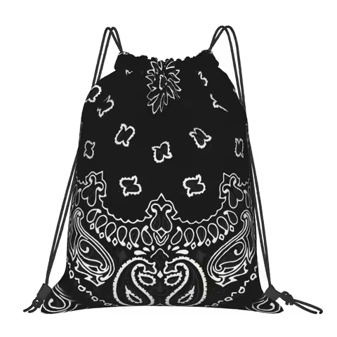 coach bag Pouch Bandana Black Drawstring Bags Hiking Pouch Print Backpack Boy Girls School Shoe Bag
