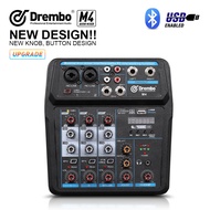 Drembo M-4 Mini Mixer Audio DJ Console  with Sound Card, USB, 48V Phantom Power for PC Recording Singing Webcast Party