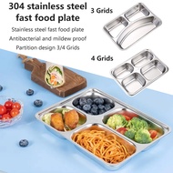 Stainless Steel Divided Lunch Tray with Multiple Compartments for Cafeteria or Home
