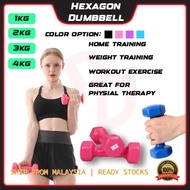 1kg/4kg Dumbell Hexagon Dumbbell Gym Fitness Exercise Home Weight Training Workout Neoprene Dumbell