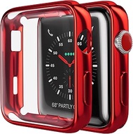 D &amp; K Exclusives for Apple Watch Case 40mm Series 6 Series 5 with Screen Protector, 2 Pack Soft TPU All-Around Protective Case for iWatch Series 5 40mm, Reflective Red