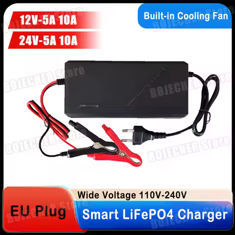12V 24V 5A 10A Smart Lifepo4 Charger 14.6V 29.2V 4S 8S High Power LiFePO4 Charger AC110-240V Lithium