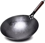 Non-Coating Iron Wok Chinese Traditional Handmade Wok for Kitchen Pan for Gas Cookware 1 to 2 People