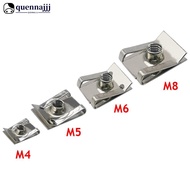 QUENNA 10Pcs Car Spring Steel M4 M5 M6 M8 U Type Clips with Thread 8mm 5mm 6mm 4mm Reed Nuts for Mot