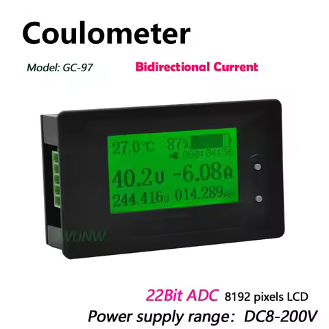 GC97 DC 8-200V 500A Voltmeter Ammeter Car Battery Tester Coulometer Capacity Electricity Voltage Pow