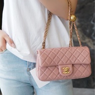 CHANEL香奈兒 🧥冷調玫瑰粉金球 CF大mini鏈條包 尺寸：20*13*7