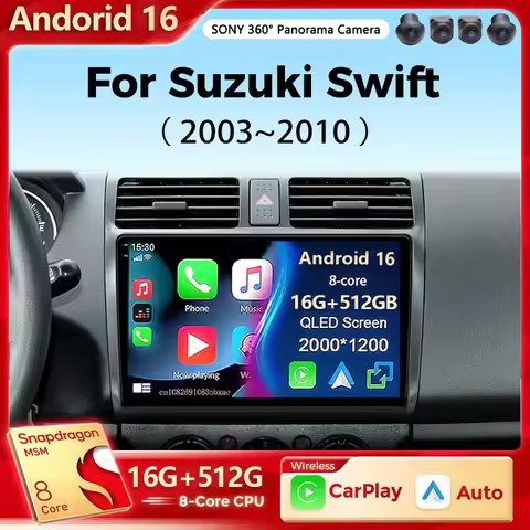Android 16 Multimedia Player For Suzuki Swift 2003-2010 Carplay Android Auto Radio Car Radio 4G Navi
