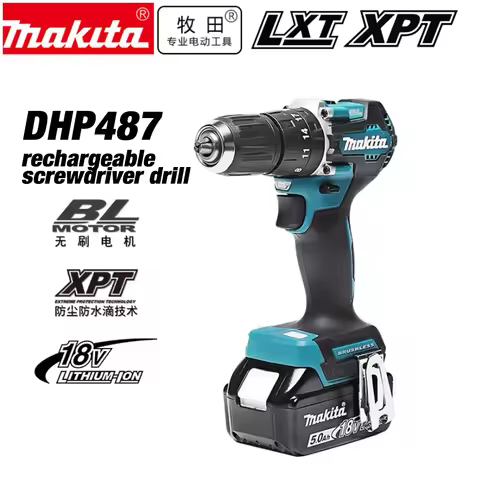 MAKITA Battery DHP487 18V LXT Brushless Cordless Impact Drill Motor Compact Hammer Driver Rechargeab