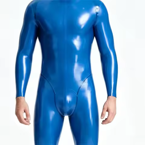 Latex Zentai Catsuit Men's Back Zipper Full Body Handmade Rubber Bodysuit customized